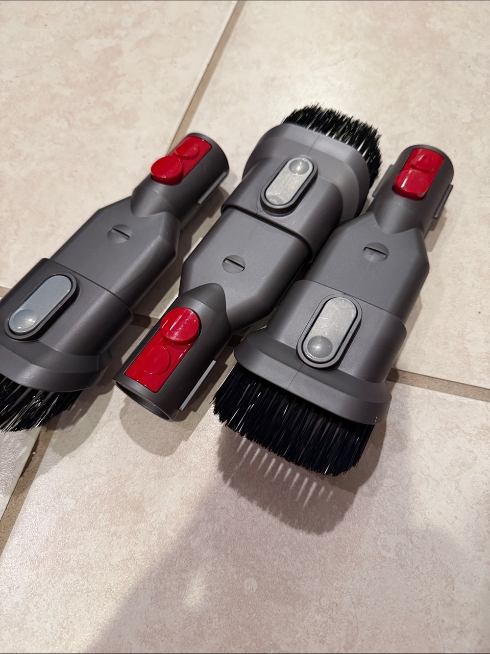 Dyson Gray and Red Brush Attachment Trio